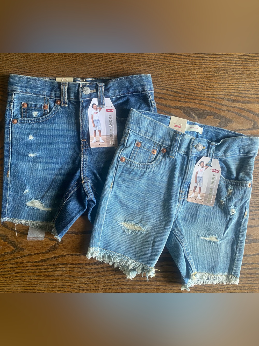 NEW Levi's Blue Distressed Frayed Hem Jean Shorts